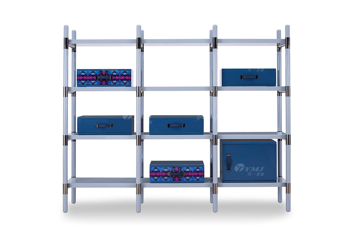意式轻奢星欧注册高端别墅会所豪宅家用时尚奢华不锈钢金属书柜书架